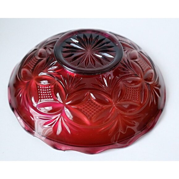 Vintage Carnival Glass Purple Pressed Bottom Footed Bowl Iridescent 1940's - Picture 4 of 4